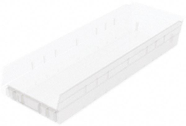 Akro-Mils - 346 Lb. Load Capacity, 23-5/8" Deep, Clear Hopper Shelf Bin - 4" High x 8-3/8" Wide x 23-5/8" Long - Exact Industrial Supply