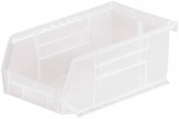 Akro-Mils - 10 Lb. Load Capacity, 7-3/8" Deep, Clear Polymer Hopper Stacking Bin - 3" High x 4-1/8" Wide x 7-3/8" Long - Exact Industrial Supply