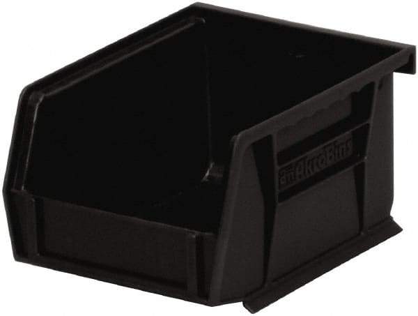 Akro-Mils - 10 Lb. Load Capacity, 5-3/8" Deep, Black Polymer Hopper Stacking Bin - 3" High x 4-1/8" Wide x 5-3/8" Long - Exact Industrial Supply