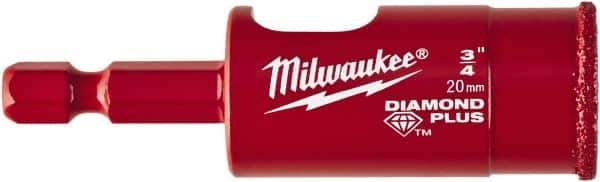 Milwaukee Tool - 3/4" Diam, 1-1/2" Cutting Depth, Hole Saw - Diamond Grit Saw, Continuous Edge - Exact Industrial Supply