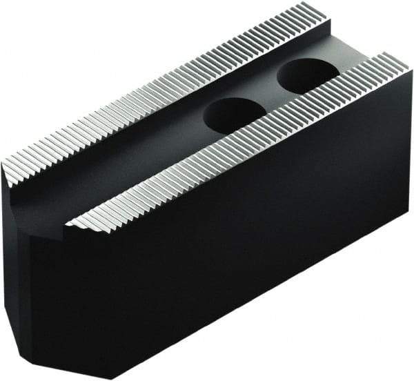 Schunk - 8" Max Chuck Capacity, 1.5mm x 60° Serrated Interface, Square Soft Lathe Chuck Jaw - 3 Jaw, Steel, 25mm Btw Mount Hole Ctrs, 102mm Long, 35mm Wide, 40mm High, 14mm Groove, M12mm Fastener - Exact Industrial Supply