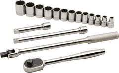 Ability One - 1/2" Drive Socket Set - 12 Points, 3/8" to 1-1/8" Range, Inch Measurement Standard - Exact Industrial Supply
