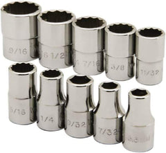 Ability One - 1/4" Drive Socket Set - 6, 12 Points, 3/16" to 9/16" Range, Inch Measurement Standard - Exact Industrial Supply