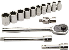 Ability One - 1/4" Drive Socket Set - 12 Points, 3/16" to 9/16" Range, Inch Measurement Standard - Exact Industrial Supply