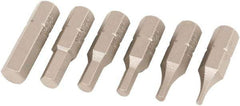 Wiha - 6 Piece, 1/4" Drive Screwdriver Insert Bit Set - 1/16 to 3/16" Hex - Exact Industrial Supply