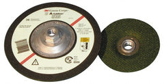 3M - 36 Grit, 7" Wheel Diam, 1/8" Wheel Thickness, Type 27 Depressed Center Wheel - Exact Industrial Supply