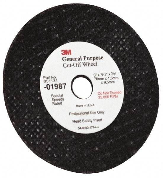 3M - 6" Aluminum Oxide Cutoff Wheel - 0.045" Thick, 7/8" Arbor, 10,200 Max RPM, Use with Angle Grinders - Exact Industrial Supply