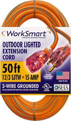 Value Collection - 50', 12/3 Gauge/Conductors, Orange/Blue Outdoor Extension Cord - 1 Receptacle, 15 Amps, UL SJTW, NEMA 5-15P - Exact Industrial Supply