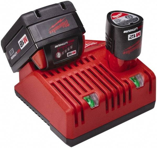 Milwaukee Tool - 12/18 Volt, 2 Battery Power Tool Lithium-Ion Battery Charger - M12 and M18 Not Included - Exact Industrial Supply