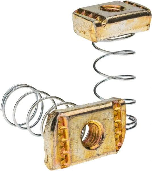 Value Collection - Steel Channel Nut with Spring for 3/8" Conduit - For Use with 1-1/2" Channel & 1-5/8" Channel - Exact Industrial Supply