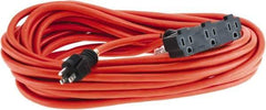 Value Collection - 50', 12/3 Gauge/Conductors, Orange Indoor & Outdoor Extension Cord - 15 Amps, 125 Volts, UL SJTW - Exact Industrial Supply