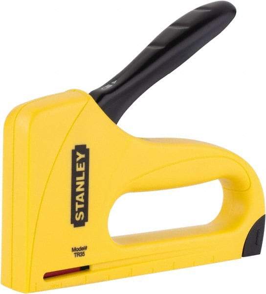Stanley - Manual Staple Gun - 1/4, 5/16, 3/8" Staples, Yellow & Black, ABS - Exact Industrial Supply