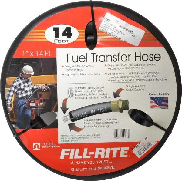 Tuthill - 1" ID x 1.45" OD x 14' OAL, NPT Petroleum Transfer Hose - -30 to 140°F - Exact Industrial Supply