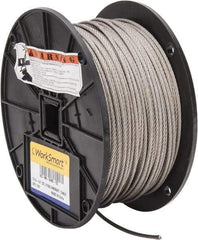 Value Collection - 500' Long, 1/8" Diam, Aircraft Cable - 1,780 Lb Breaking Strength, Material Grade 316, 7 x 19 Strand Core - Exact Industrial Supply