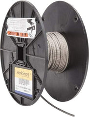 Value Collection - 50' Long, 1/8" Diam, Aircraft Cable - 1,780 Lb Breaking Strength, Material Grade 316, 7 x 19 Strand Core - Exact Industrial Supply