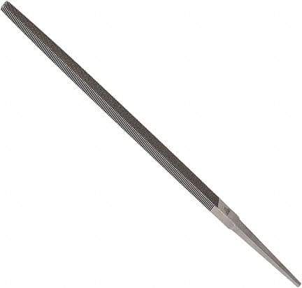 Anglo American - 10" Long, Second Cut, Square American-Pattern File - Double Cut, 0.37" Overall Thickness, Tang - Exact Industrial Supply