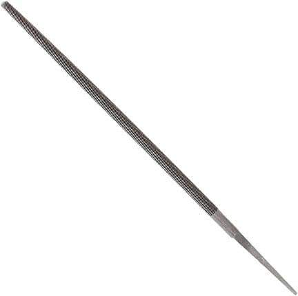 Anglo American - 10" Long, Second Cut, Round American-Pattern File - Double Cut, 0.37" Overall Thickness, Tang - Exact Industrial Supply