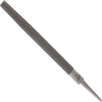 Anglo American - 10" Long, Smooth Cut, Half Round American-Pattern File - Double Cut, 0.28" Overall Thickness, Tang - Exact Industrial Supply