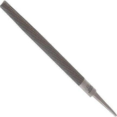 Anglo American - 14" Long, Smooth Cut, Half Round American-Pattern File - Double Cut, 0.37" Overall Thickness, Tang - Exact Industrial Supply