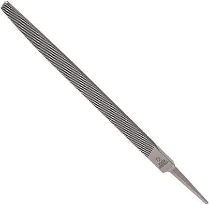 Anglo American - 6" Long, Smooth Cut, Triangle American-Pattern File - Double Cut, 0.39" Overall Thickness, Tang - Exact Industrial Supply