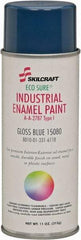 Ability One - Blue, Gloss, Enamel Spray Paint - 12 to 15 Sq Ft per Can, 16 oz Container, Use on Masonry - Exact Industrial Supply