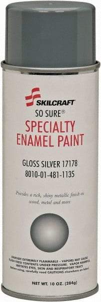 Ability One - Aluminum (Color), Gloss, Enamel Spray Paint - 12 to 15 Sq Ft per Can, 16 oz Container, Use on Masonry - Exact Industrial Supply