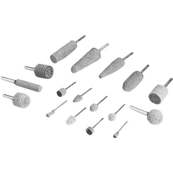 3M - 3/8" Head Diam x 3/4" Thickness, B52, Pointed End, Aluminum Oxide Mounted Point - Gray, Coarse Grade, 45,300 RPM - Exact Industrial Supply