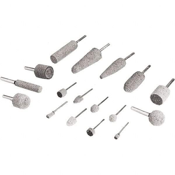 3M - 1/2" Head Diam x 1/2" Thickness, W185, Cylinder End, Aluminum Oxide Mounted Point - Gray, Medium Grade, 34,500 RPM - Exact Industrial Supply