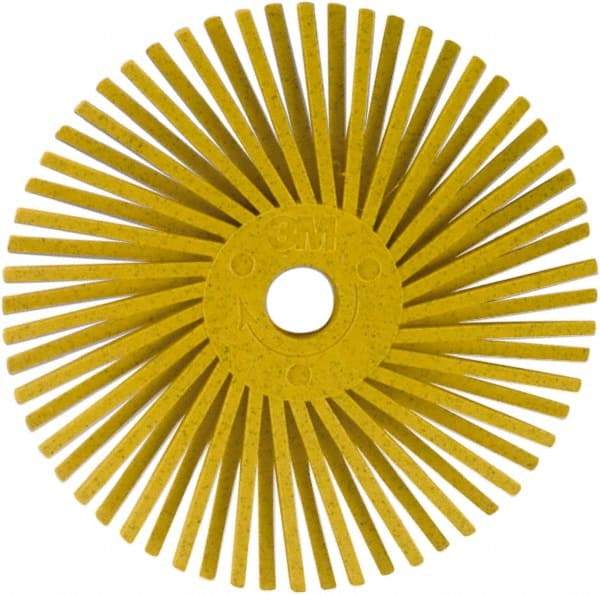 3M - 3" 80 Grit Ceramic Tapered Disc Brush - Medium Grade, Plain Hole Connector, 1" Trim Length, 0.37" Arbor Hole - Exact Industrial Supply