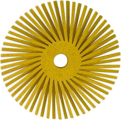 3M - 3" 80 Grit Ceramic Tapered Disc Brush - Medium Grade, Plain Hole Connector, 1" Trim Length, 0.37" Arbor Hole - Exact Industrial Supply