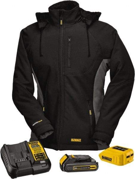 DeWALT - Size L Heated & Cold Weather Jacket - Black, Polyester, Zipper Closure, 44" Chest - Exact Industrial Supply