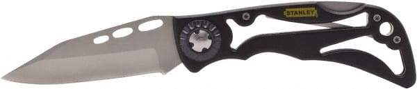 Stanley - 3-1/4" Blade, 7-1/4" OAL, Skeleton Frame Folding Knife - 4-1/4" Closed Length, Metal, 1 Blade, 1 Edge, Skeleton Frame - Exact Industrial Supply
