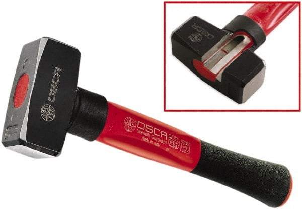 Osca - 2-13/64 Lb Head, 10" Long Sledge Hammer - Carbon Steel Head, 1-1/2" Face Diam, 3.7" Long Head, Aluminum Handle with Rubber Grip - Exact Industrial Supply