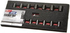 Ability One - 15 Piece 1/2" Drive Impact Socket Set - 6 Points, 10mm to 24mm Range, Metric Measurement Standard - Exact Industrial Supply