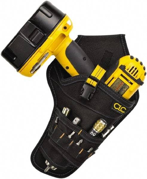 CLC - Drill/Impact Driver Holster with 8 Pockets - Ballistic Polyester, Black - Exact Industrial Supply
