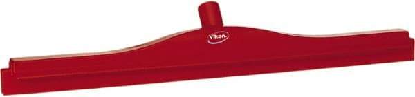 Vikan - 24" Rubber Blade Floor Squeegee - Double Edge, Red, Plastic Holder - Exact Industrial Supply