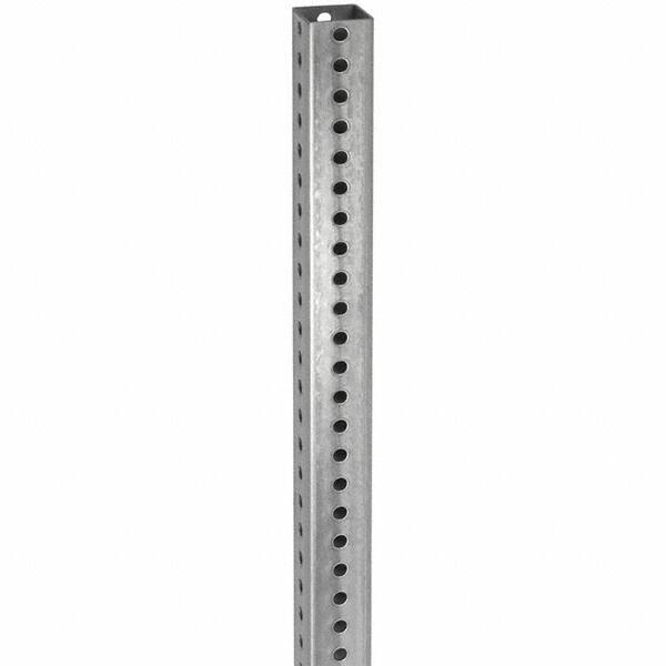 TAPCO - 8' High, Galvanized Traffic Sign Post - Steel, 7/16" Hole Diam, Silver - Exact Industrial Supply