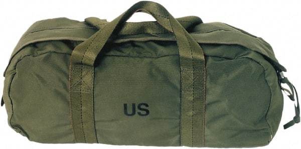 Ability One - 2 Pocket Olive Drab Canvas Tool Bag - 6" Wide x 19-1/2" Deep x 8-1/2" High - Exact Industrial Supply