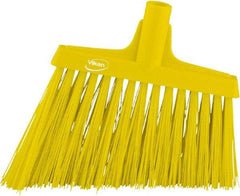Vikan - 9-1/2" Wide, Yellow Synthetic Bristles, Angled Broom - Exact Industrial Supply
