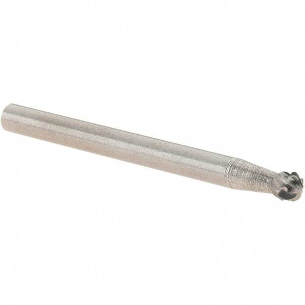 Value Collection - 1/8" Cut Diam, 1/8" Shank Diam, Ball Head Burr - Carbide, 3/32" LOC, 1-1/2" OAL - Exact Industrial Supply