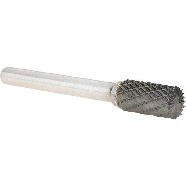 Value Collection - 3/8" Cut Diam, 1/4" Shank Diam, Cylinder Head Burr - Carbide, End Cut End, 3/4" LOC, 2-3/4" OAL - Exact Industrial Supply
