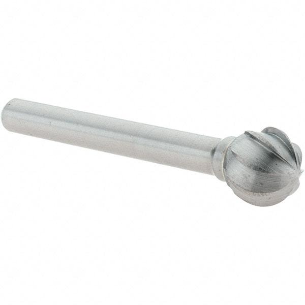 Value Collection - 1/2" Cut Diam, 1/4" Shank Diam, Ball Head Burr - Carbide, 7/16" LOC, 2-7/16" OAL - Exact Industrial Supply