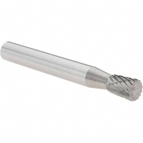 Value Collection - 1/4" Cut Diam, 1/4" Shank Diam, Inverted Cone Head Burr - Carbide, 5/16" LOC, 2" OAL - Exact Industrial Supply