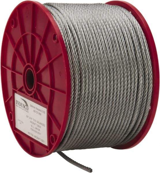Value Collection - 3/16" Diam, Galvanized Steel Wire Rope - 4,200 Lb Breaking Strength, 7 x 19 Strand Core - Exact Industrial Supply
