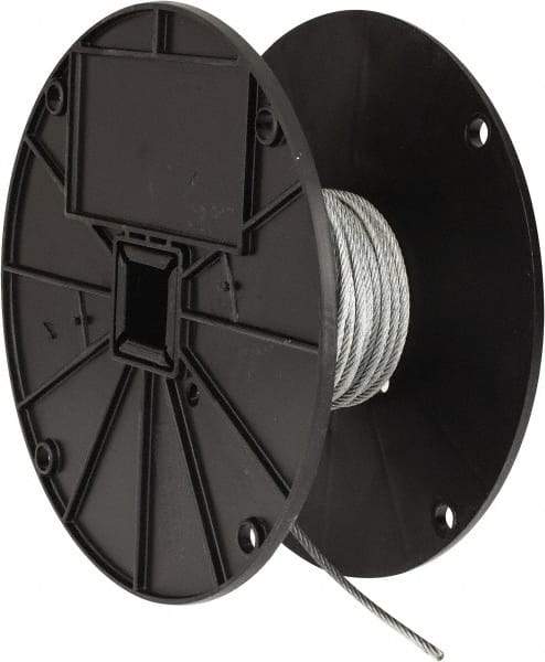 Value Collection - 1/8" Diam, Galvanized Steel Wire Rope - 2,000 Lb Breaking Strength, 7 x 19 Strand Core - Exact Industrial Supply