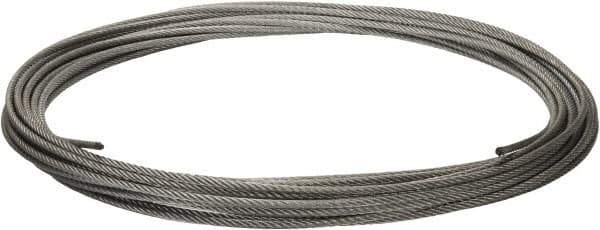 Value Collection - 1/4" Diam, Galvanized Steel Wire Rope - 7,000 Lb Breaking Strength, 7 x 19 Strand Core - Exact Industrial Supply