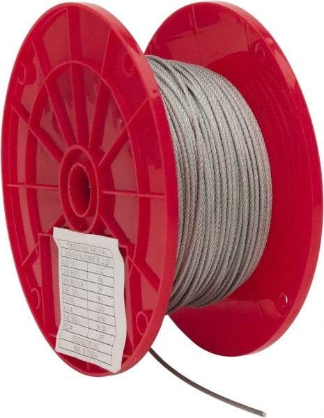 Value Collection - 3/32" Diam, Aircraft Cable - 920 Lb Breaking Strength, 7 x 7 Strand Core - Exact Industrial Supply