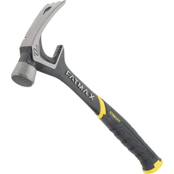Stanley - 22 oz Head, Straight Rip Claw Hammer - 15.98" OAL, Steel Head, 1.34" Face Diam, Milled Face, Steel Handle with Grip - Exact Industrial Supply