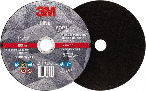 3M - 7" Ceramic Cutoff Wheel - 0.045" Thick, 7/8" Arbor, Use with Angle Grinders - Exact Industrial Supply