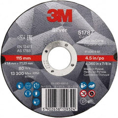 3M - 4-1/2" Ceramic Cutoff Wheel - 0.045" Thick, 7/8" Arbor, Use with Angle Grinders - Exact Industrial Supply